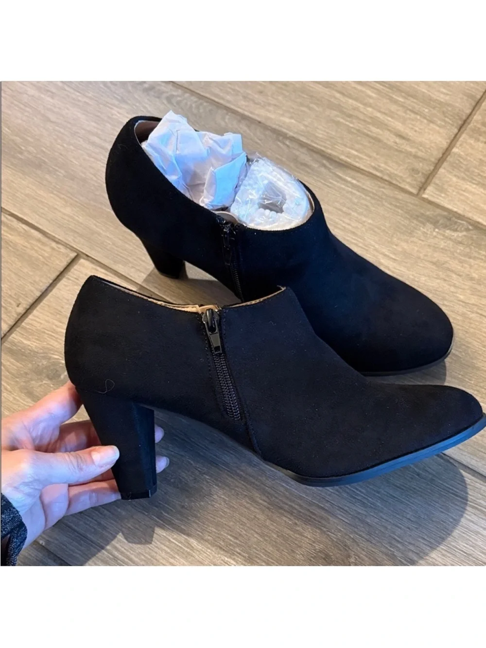 Journee Collection Black Suede Ankle Booties